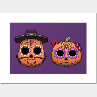 Sugar Skull Pumpkins Male And Female Posters and Art
